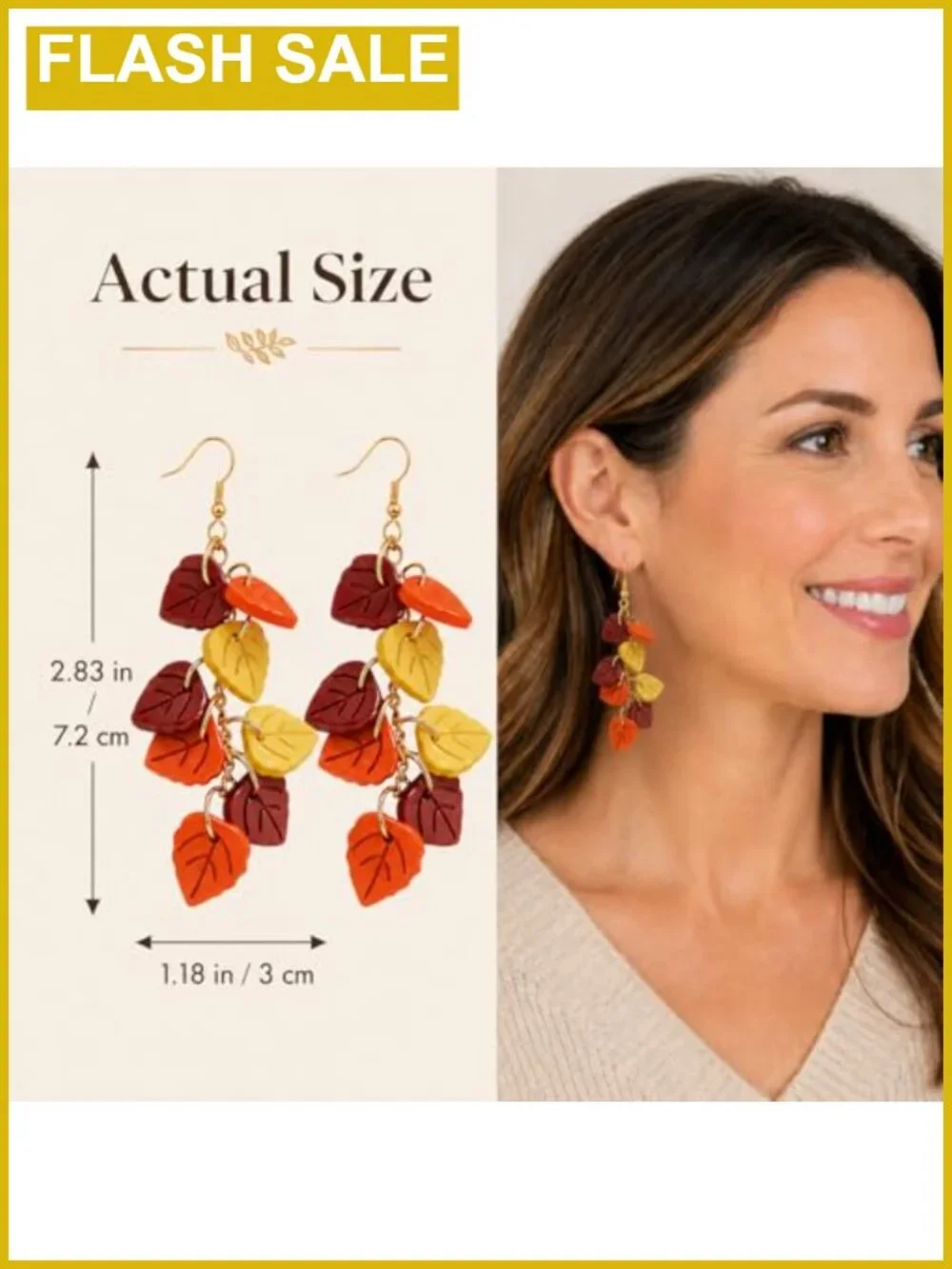 Maple Leaf Dangle Earrings Fall Autumn Jewelry French Hook